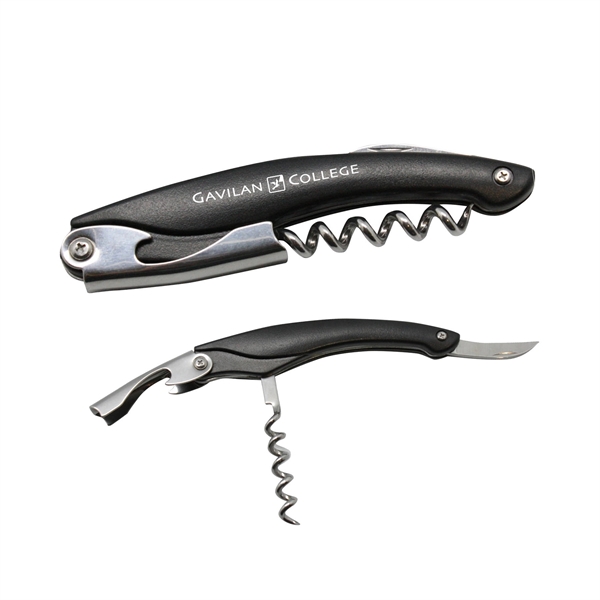 Black color option for Metal Wine Opener With Corkscrew, Knife, & Black Handle