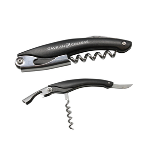 Photo of Metal Wine Opener With Corkscrew, Knife, & Black Handle