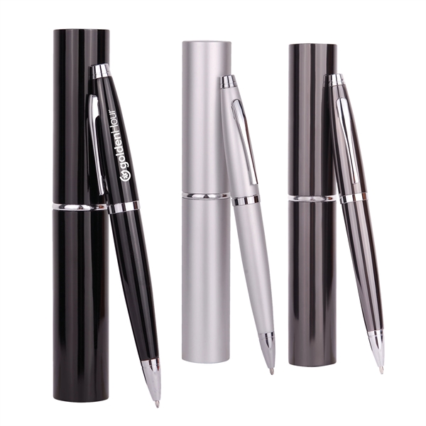Chrome color option for Twist Metal Ballpoint Pen W/Matching Case Set