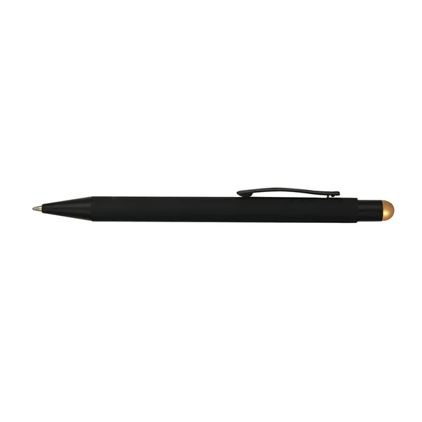 Gold color option for Soft Rubber Click Metal Ballpoint Pen W/Stylus & Chrome Logo