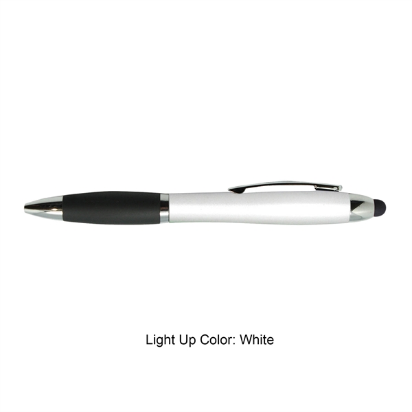 Silver color option for Curvy Plastic Stylus Pen W/Light Up Engraving