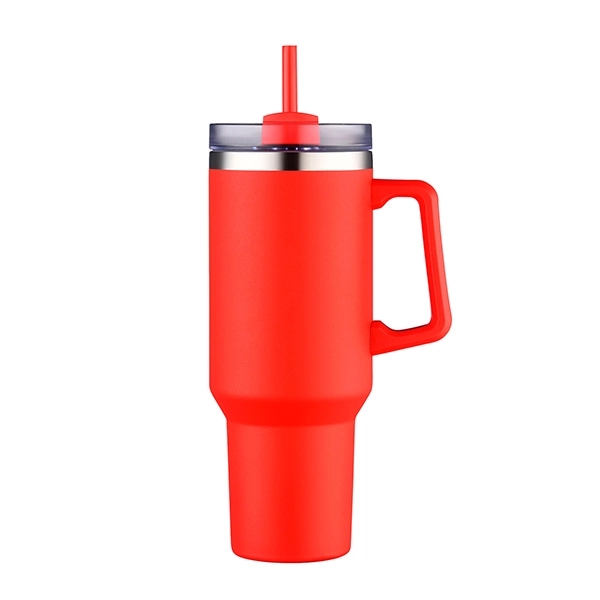 Red color option for 40 Oz. S/S Travel Mug With Handle & Straw
