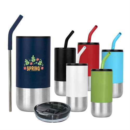 Photo of 18 Oz. Double Wall Color Body Tumbler/W Straw And Lid