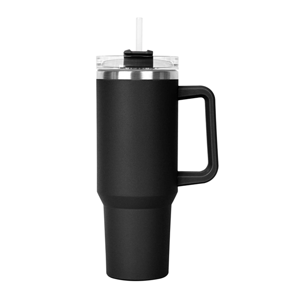 Black color option for 40 Oz. S/S Travel Handle Mug W/ Twist Closure Straw Lid