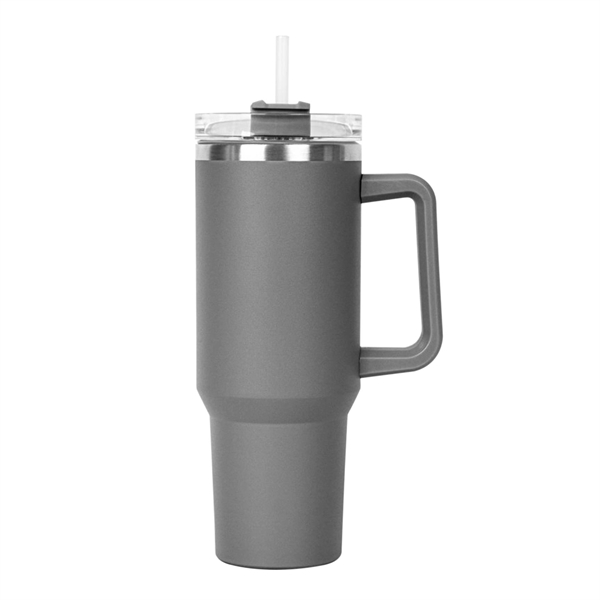 Gray color option for 40 Oz. S/S Travel Handle Mug W/ Twist Closure Straw Lid