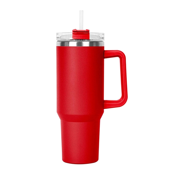 Red color option for 40 Oz. S/S Travel Handle Mug W/ Twist Closure Straw Lid