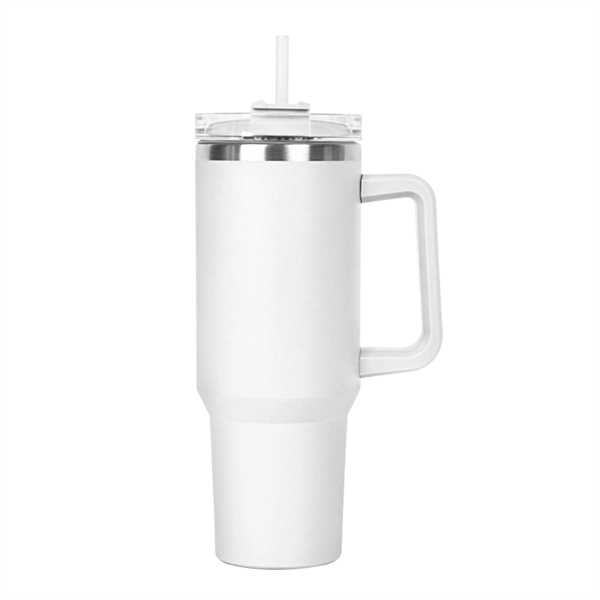 White color option for 40 Oz. S/S Travel Handle Mug W/ Twist Closure Straw Lid