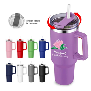 Photo of 40 Oz. S/S Travel Handle Mug W/ Twist Closure Straw Lid