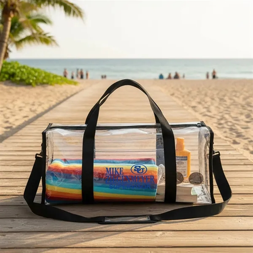 Main photo of Clear Two Way Zipper Duffle Sport Bag W/Removable Shoulder