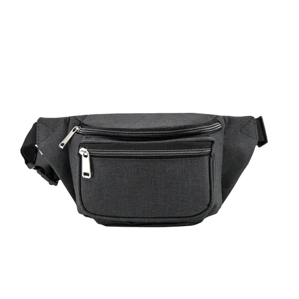 Charcoal Heather color option for 300 D Heathered 3 Zipper Fanny Pack Bag