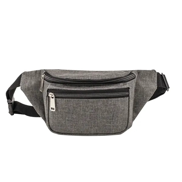 Gray Heather color option for 300 D Heathered 3 Zipper Fanny Pack Bag