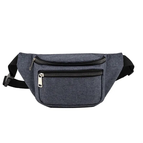 Navy Heather color option for 300 D Heathered 3 Zipper Fanny Pack Bag