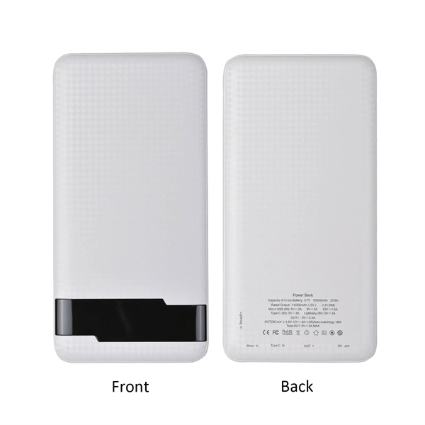 White color option for High Speed 10,000m Ah Slim Power Bank W/ Lcd Display