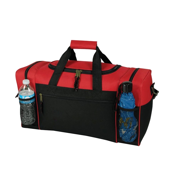 Red-Black color option for 600 D Deluxe Carry On Zippered Duffel Bag