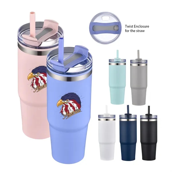 Gray color option for 30 Oz. Pp Inner Double Wall Insulated Travel Mug W/Straw