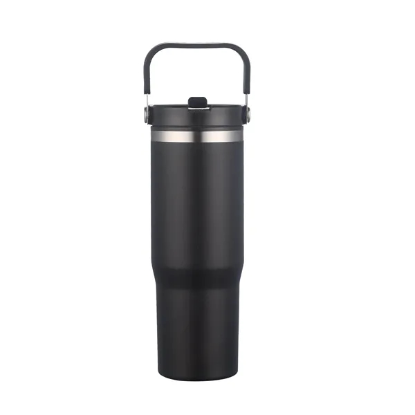 Black color option for 30 Oz. Double Wall Travel Mug With Straw Lid & Carry Handle