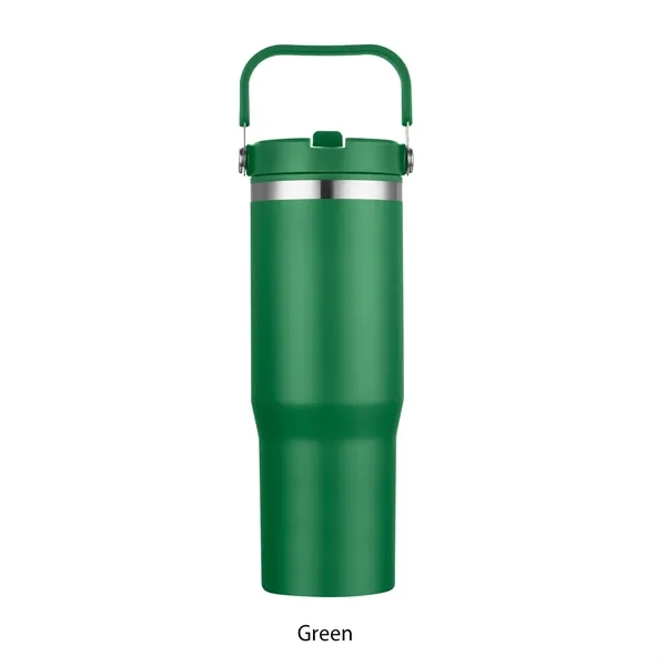 Green color option for 30 Oz. Double Wall Travel Mug With Straw Lid & Carry Handle