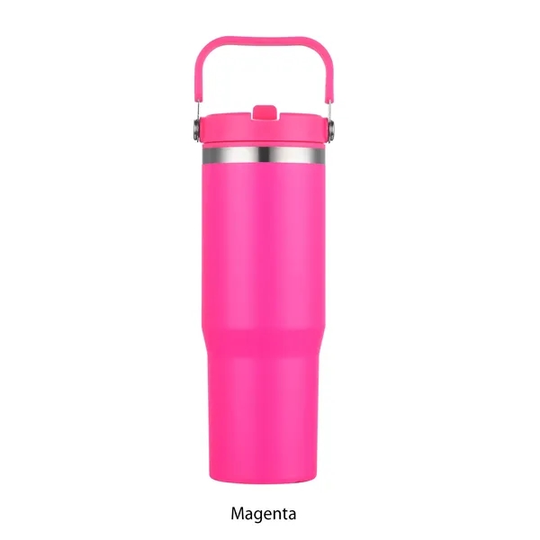 Magenta color option for 30 Oz. Double Wall Travel Mug With Straw Lid & Carry Handle