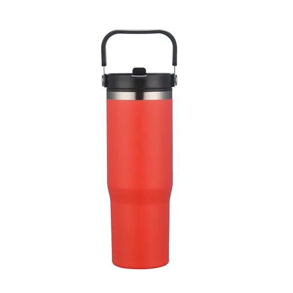 Red color option for 30 Oz. Double Wall Travel Mug With Straw Lid & Carry Handle