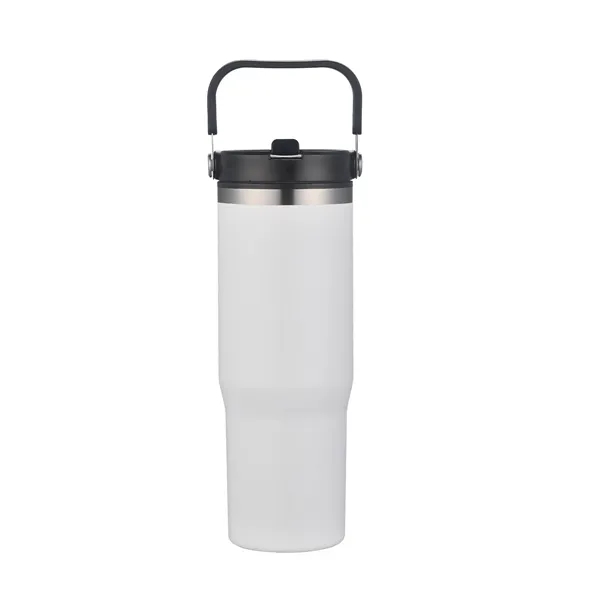 White color option for 30 Oz. Double Wall Travel Mug With Straw Lid & Carry Handle