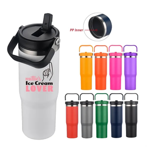 Photo of 30 Oz. Double Wall Travel Mug With Straw Lid & Carry Handle