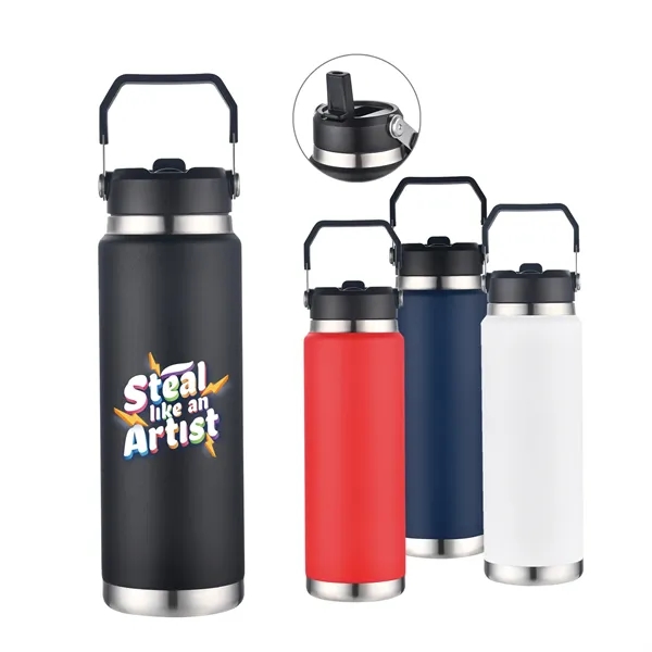 White color option for 30 Oz. Vacuum Bottle With Built In Straw And Carry Handle