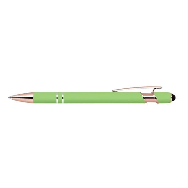 Lime Green color option for Soft Touch Ballpoint Stylus Pen With Rose Gold Accents