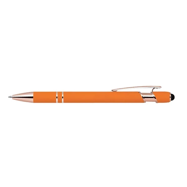Orange color option for Soft Touch Ballpoint Stylus Pen With Rose Gold Accents