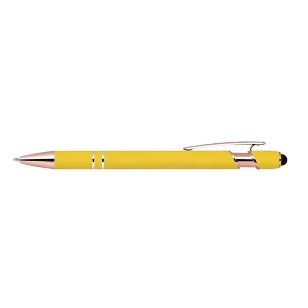 Yellow color option for Soft Touch Ballpoint Stylus Pen With Rose Gold Accents