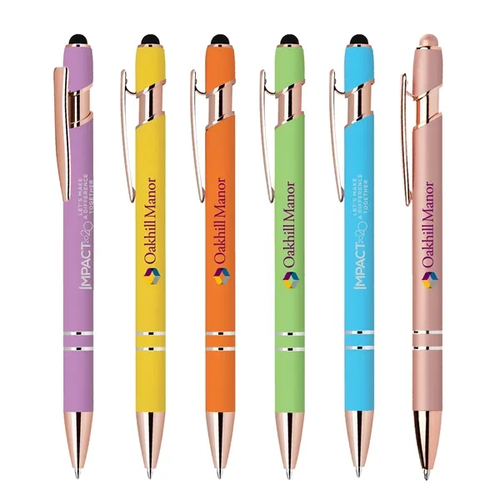 Main photo of Soft Touch Ballpoint Stylus Pen With Rose Gold Accents