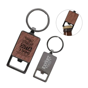 Photo of Black Nickel Rosewood Metal Bottle Opener Keychain