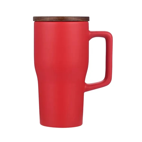 Red color option for 18oz. Ceramic Mug With Wooden Lid