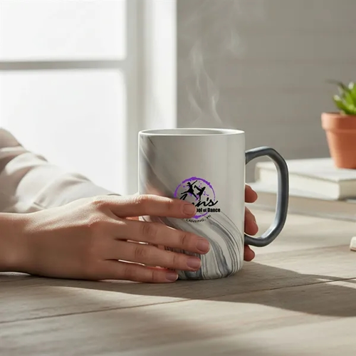 Main photo of 20 Oz. Marble Pattern Ceramic Mug With Color Handle
