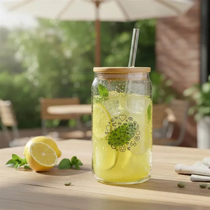 Photo of 18oz. Glass Tumbler With Bamboo Lid & Straw