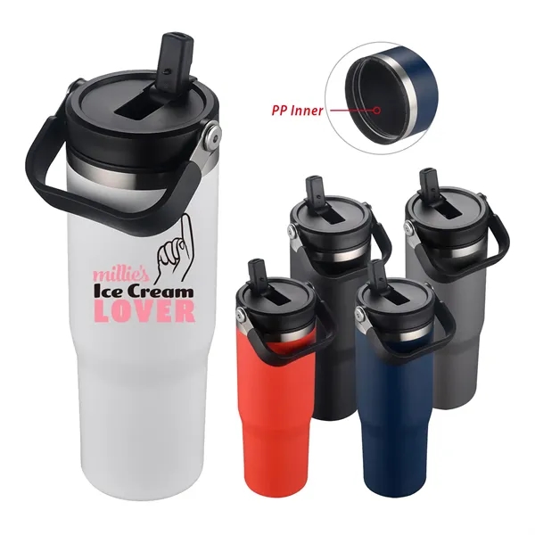 Black color option for 20oz. Insulated Travel Mug With Straw Lid & Handle