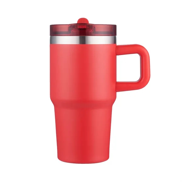Red color option for 20oz. Insulated Travel Mug With Straw Lid & Handle