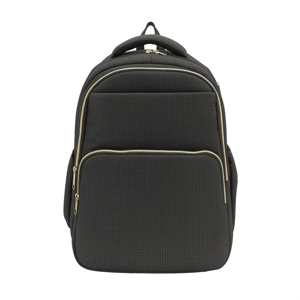 Black/Gold Hardware color option for Jacquard Polyester Multi Compartment Laptop Backpack