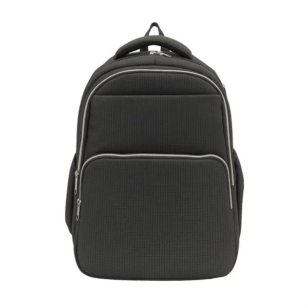 Black/Silver Hardware color option for Jacquard Polyester Multi Compartment Laptop Backpack