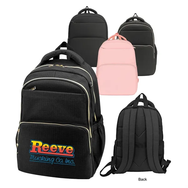 Pink color option for Jacquard Polyester Multi Compartment Laptop Backpack
