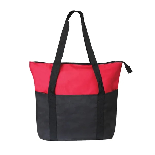 Red color option for 600 D Dual Color Zippered Polyester Tote Bag
