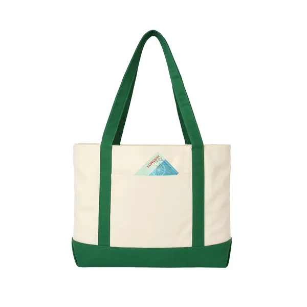 Natural-Dark Green color option for 14 Oz. Poly Cotton Canvas Tote Bag