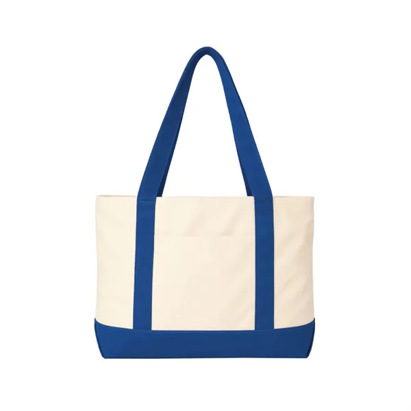 Natural-Royal Blue color option for 14 Oz. Poly Cotton Canvas Tote Bag