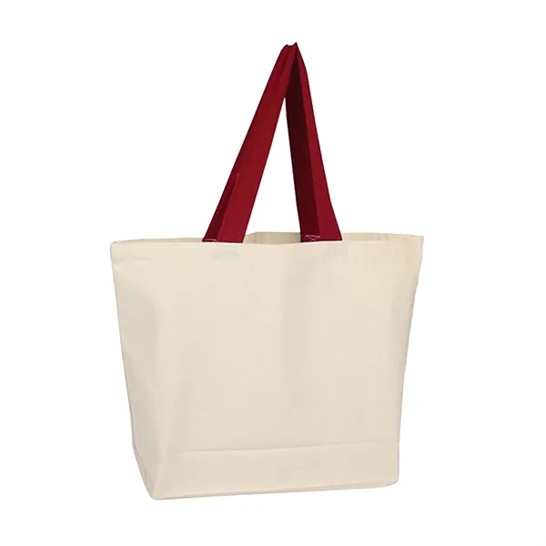 Red color option for 12 Oz 100% Cotton Canvas Beach Bag With Colored Web Handles