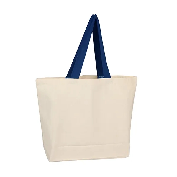 Royal Blue color option for 12 Oz 100% Cotton Canvas Beach Bag With Colored Web Handles