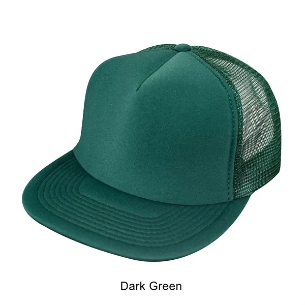 Dark Green color option for Flat Bill 5 Panel Summer Mesh Trucker Cap