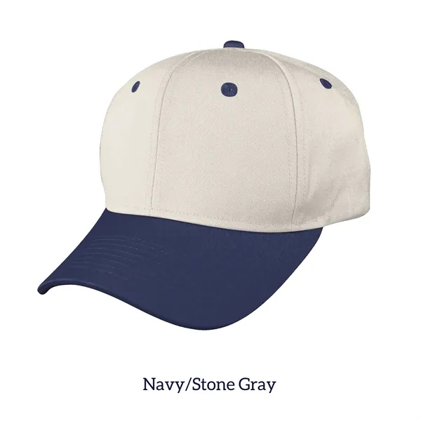 Navy/Stone Gray color option for 6 Panel Structured Cotton Twill Snapback Cap