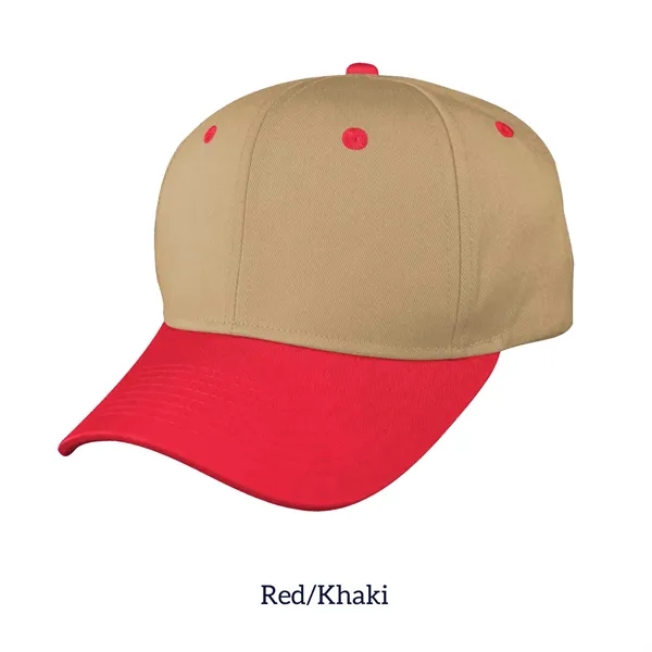 Red/Khaki color option for 6 Panel Structured Cotton Twill Snapback Cap