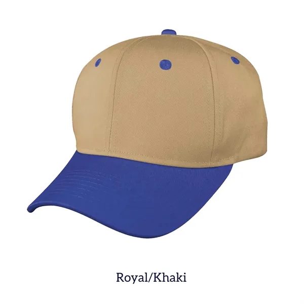 Royal/Khaki color option for 6 Panel Structured Cotton Twill Snapback Cap