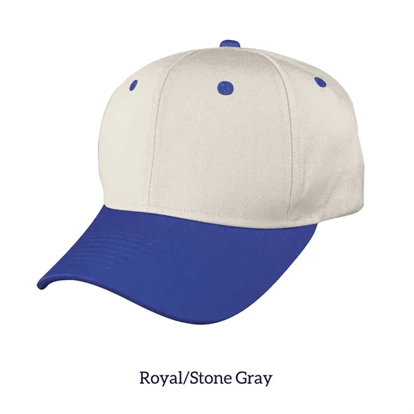 Royal/Stone Gray color option for 6 Panel Structured Cotton Twill Snapback Cap