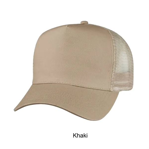 Khaki color option for 5 Panel Structured Cotton Twill Mesh Back Trucker Cap